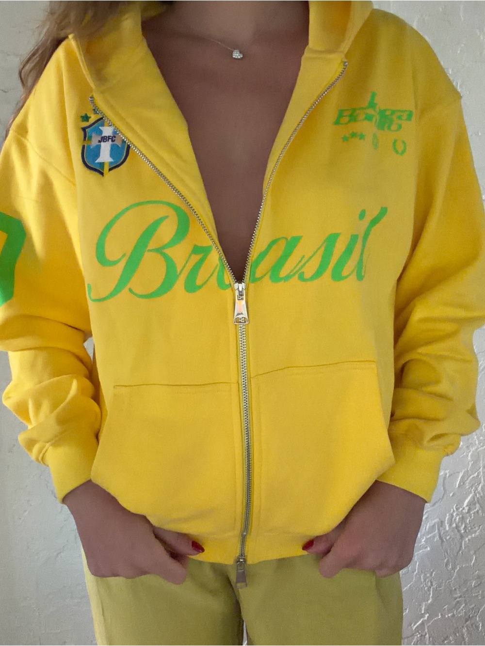 NWT Joga Bonito Brasil Yellow Zip-Up Hoodie Sweatshirt
